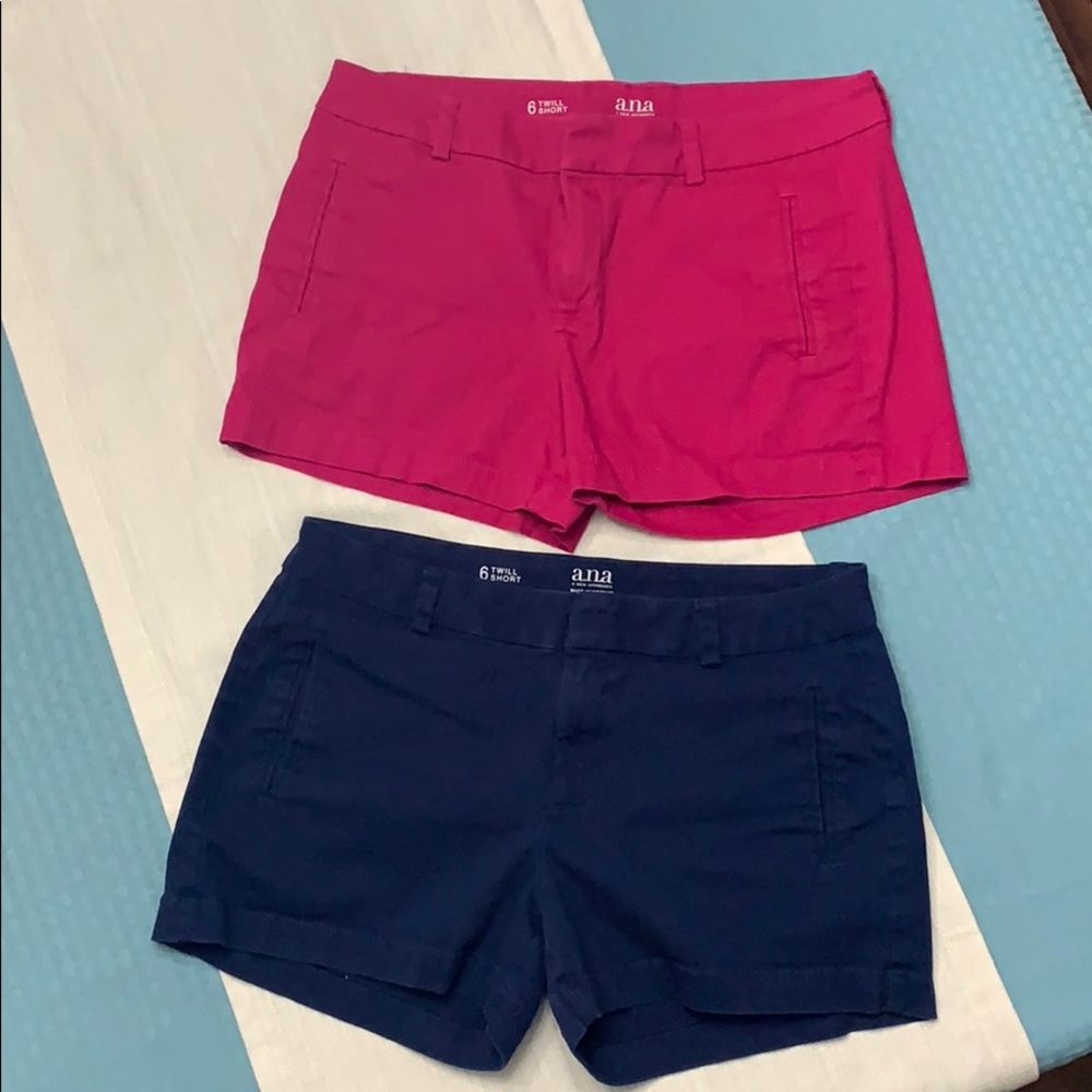 2 Pair of a.n.a size 6 twill shorts (3in inseam)